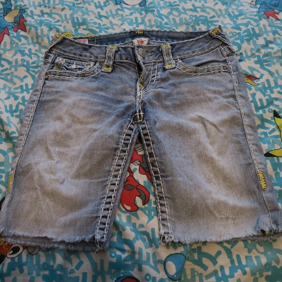 True Religion Julie Super T Low Rise Skinny Cut-Off Short Women's 25 Made in USA - Picture 1 of 7